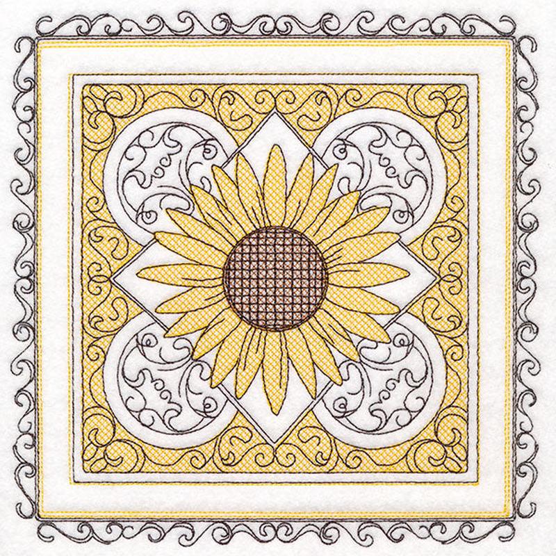 Festive Fall Sunflowers Kaleidoscope (Trapunto)