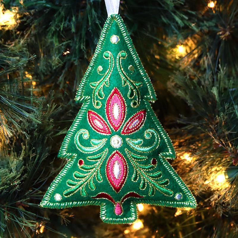 Festive Filigree Christmas Ornament - Tree (In-the-Hoop)