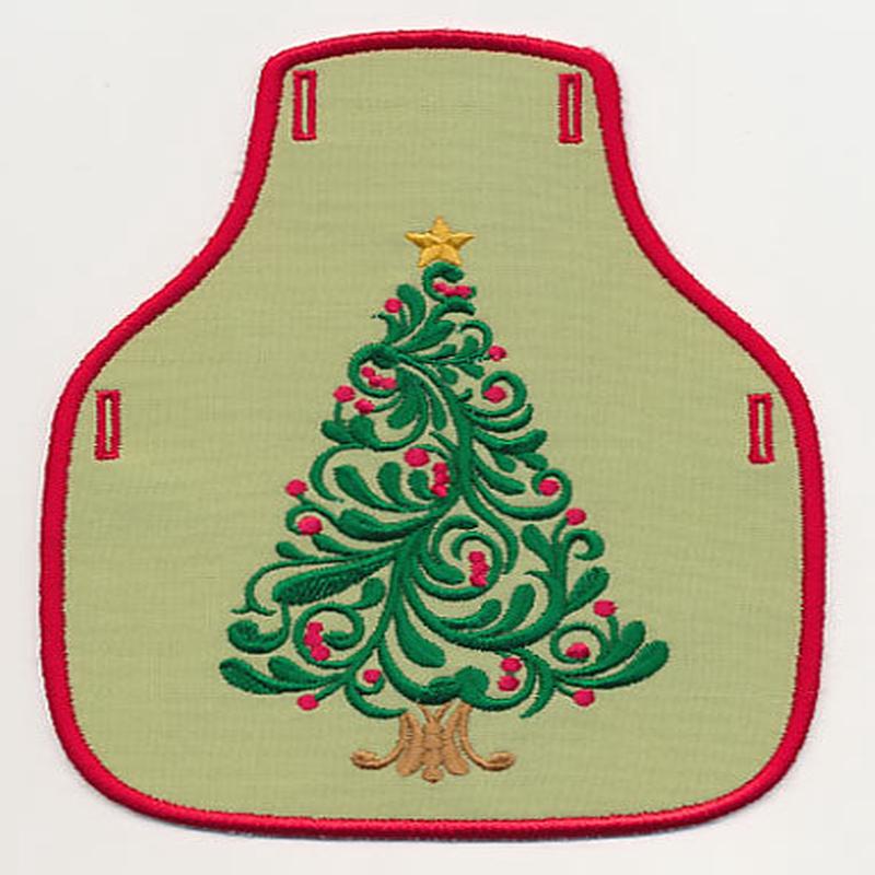 Festive Filigree Christmas Tree 2 Bottle Apron (In-the-Hoop)