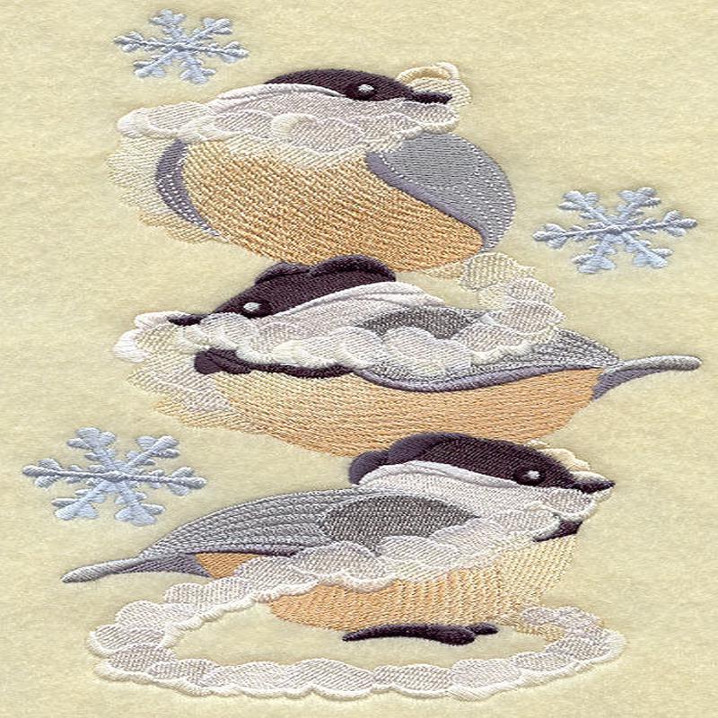 Festive Flock of Chickadees Stack