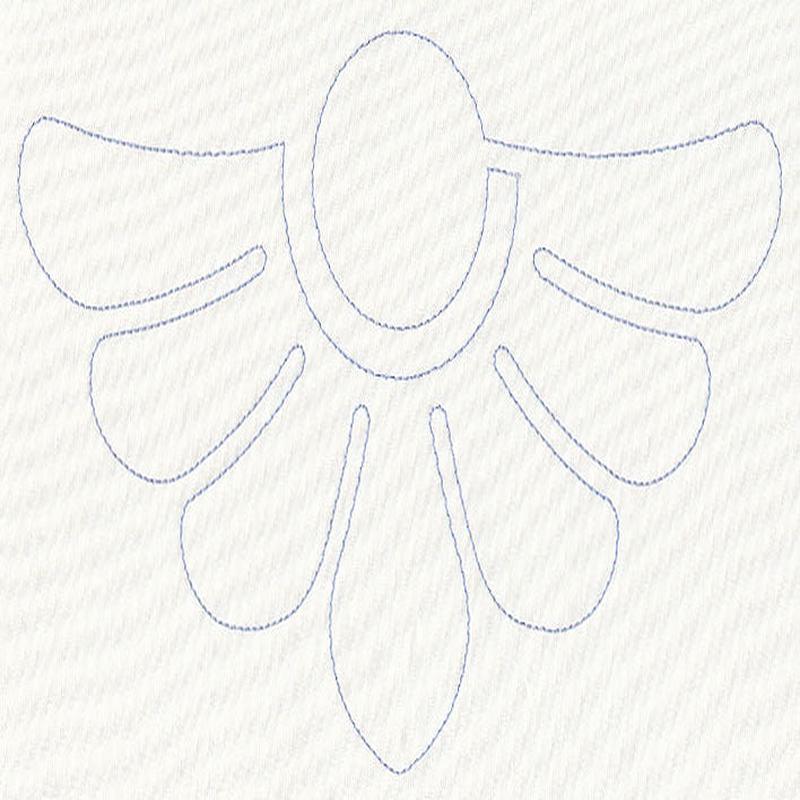 Feather Quilting Half Diamond Crest (Single Run)