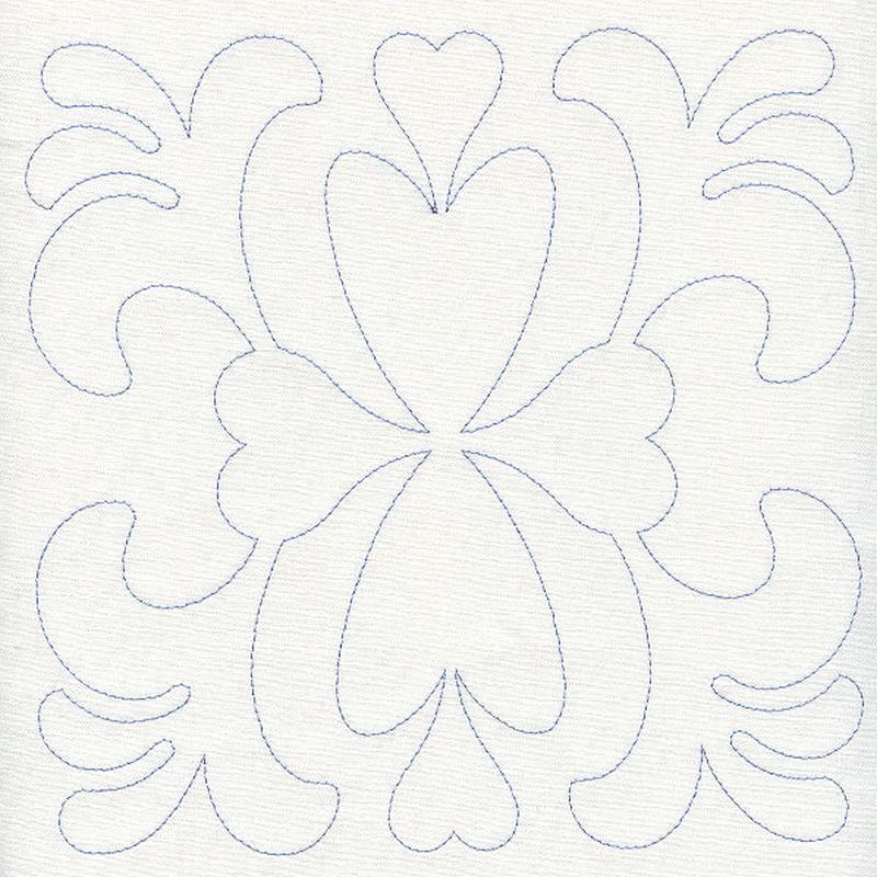 Feather Quilting Heart Square (Single Run)