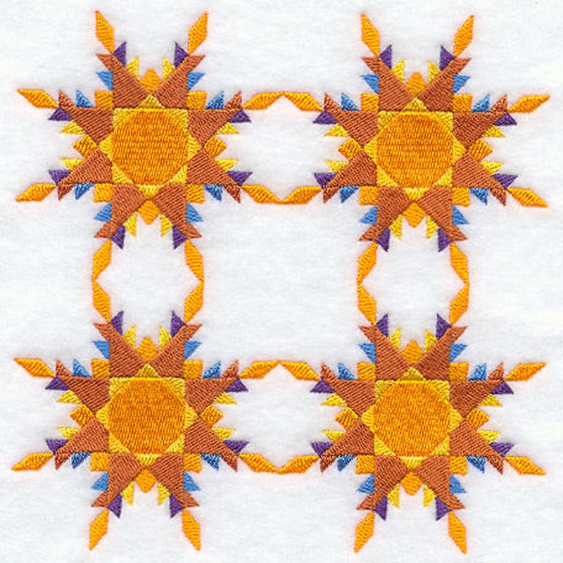 Feathered Star Quilt Block - 4 Block - Lg