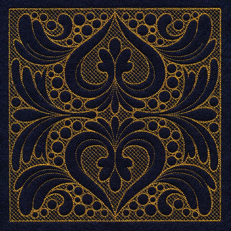Feathers & Filigree Square 1 (Trapunto)