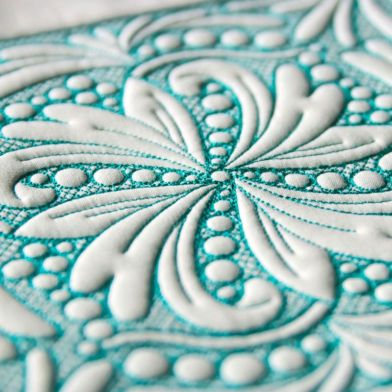 Feathers & Filigree Square 3 (Trapunto)