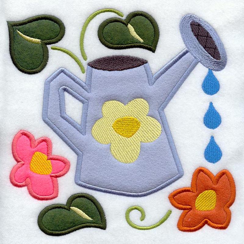 Feeding the Garden Folk Art (Applique)