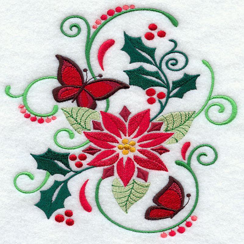 Feliz Flutterby Poinsettia and Holly