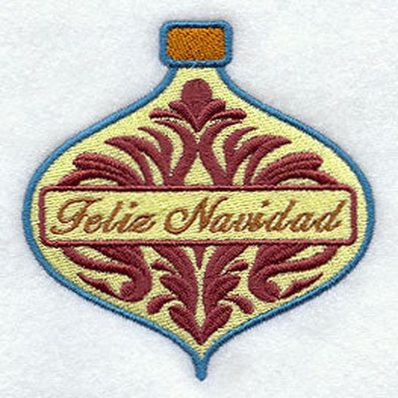 Feliz Navidad Damask Ornament