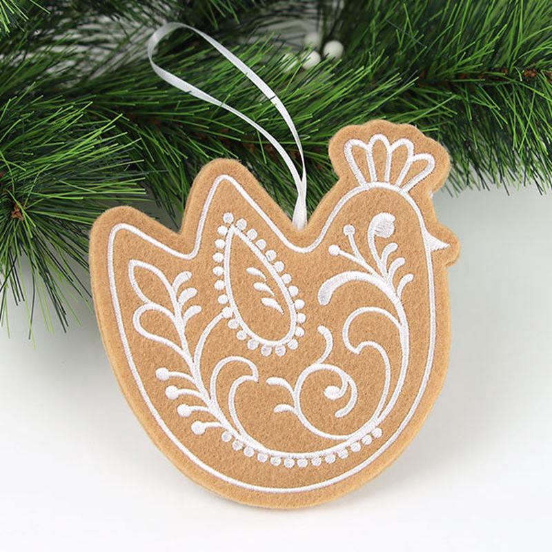 Farm Gingerbread Cookie Ornament - Chicken (In-the-Hoop)