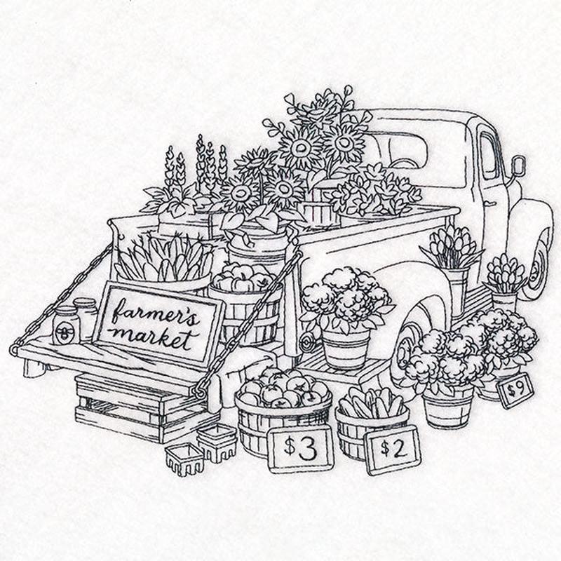Farmers Market Retro Truck (Vintage)
