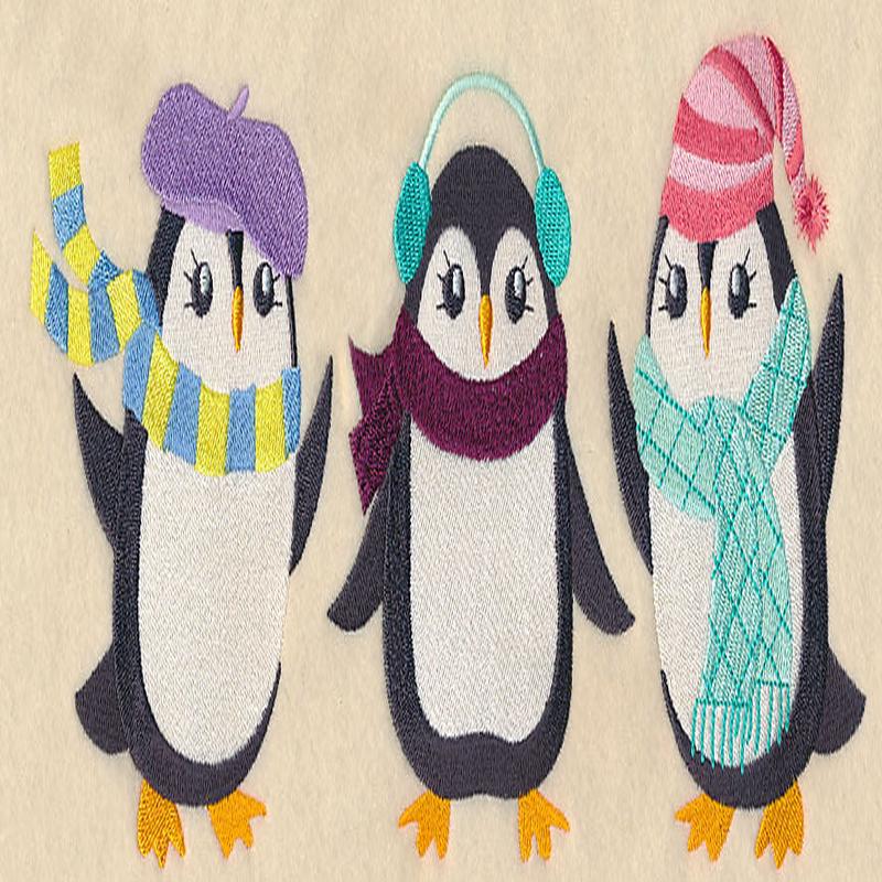 Fashion Penguins in Winter Wear