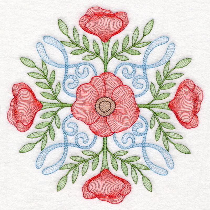 Fancy Floral Medallion - Poppy
