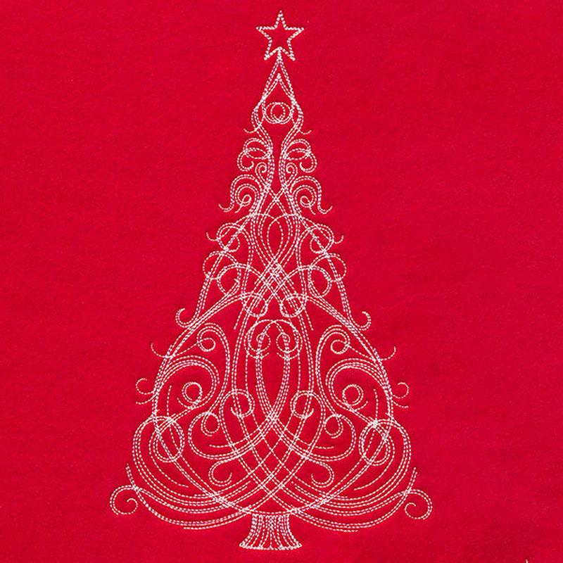 Fancy Swirls Christmas Tree (Whitework)