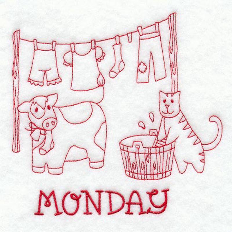 Farm and Country Monday (Redwork)