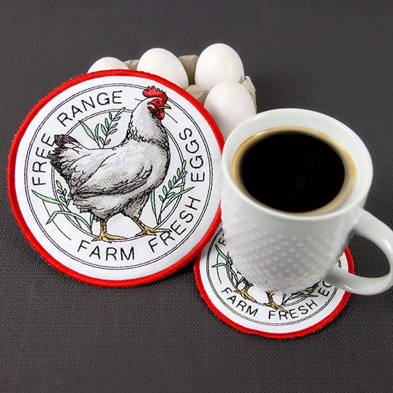 Farm Fresh Eggs Chicken Trivet (In-the-Hoop)