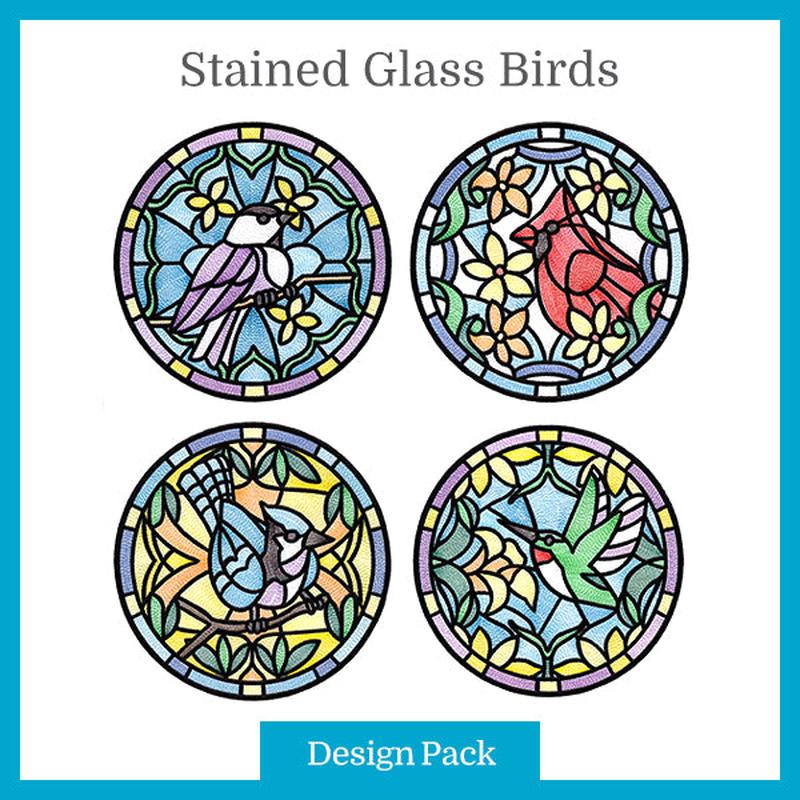 A Stained Glass Birds Design Pack