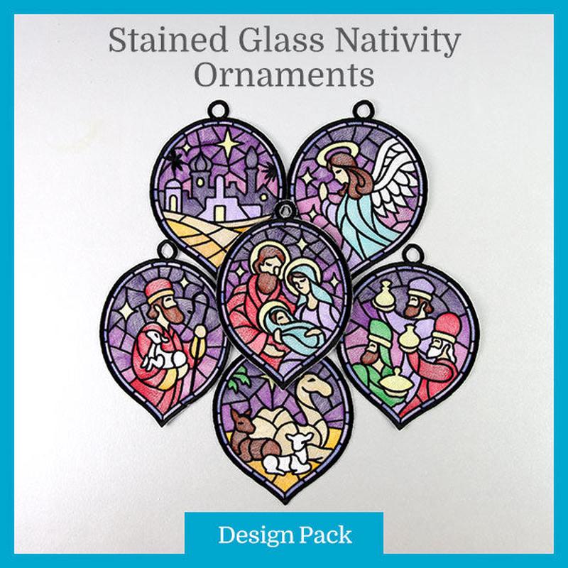 A Stained Glass Nativity Ornament Design Pack -  Lg