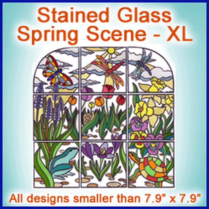 A Stained Glass Spring Scene Design Pack