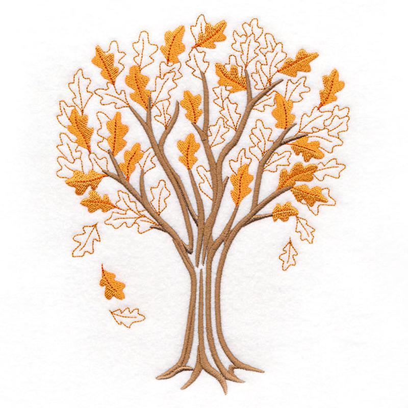 Falling Leaves Oak Tree