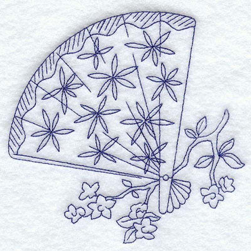 Fan with Blossoms (Bluework)