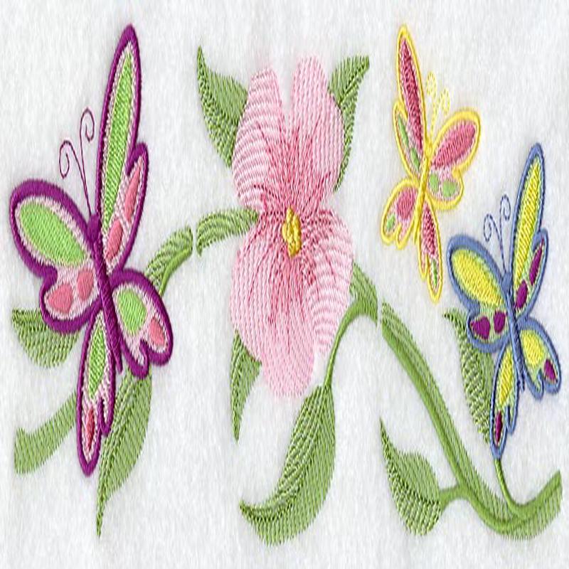 Fanciful Butterflies and Flower Trio