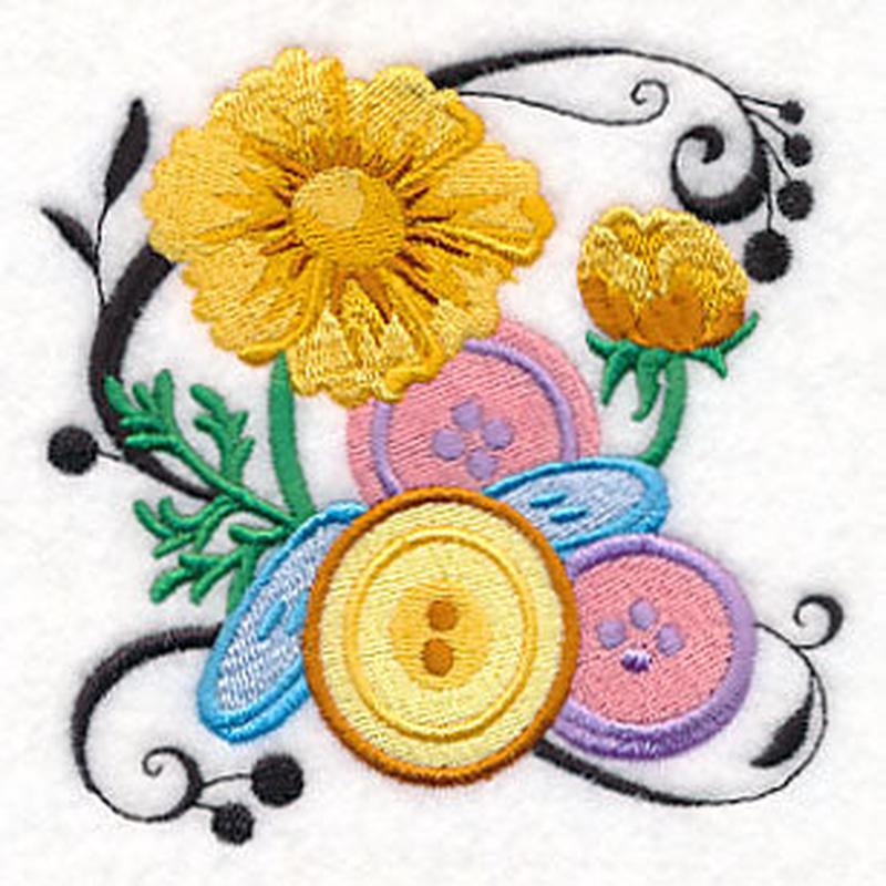 Fanciful Buttons with Cosmos