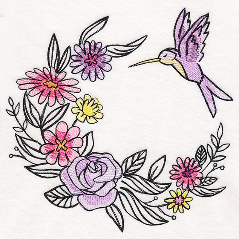 Fanciful Flutters Hummingbird Wreath in Watercolor