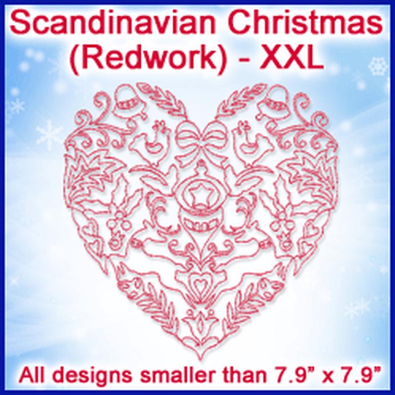 A Scandinavian Christmas (Redwork) Design Pack