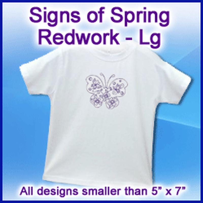A Signs of Spring Redwork Design Pack