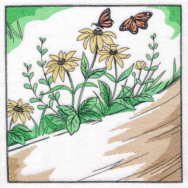 Fall on the Farm Scene - Butterflies and Flowers