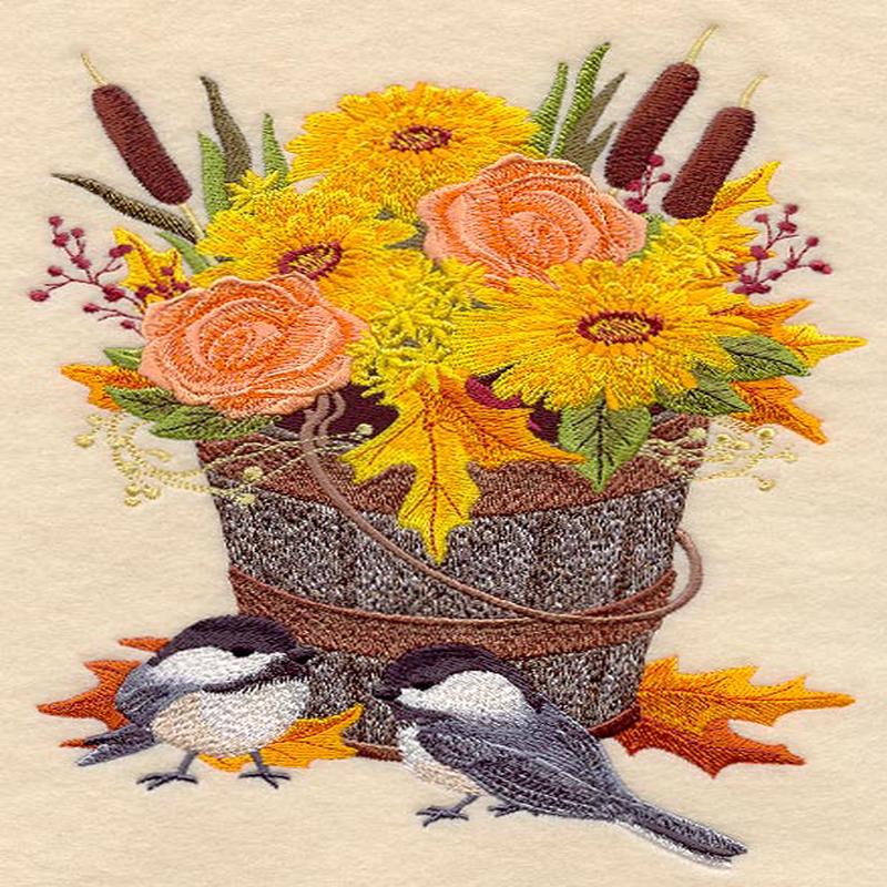 Fall Flowers and Chickadees
