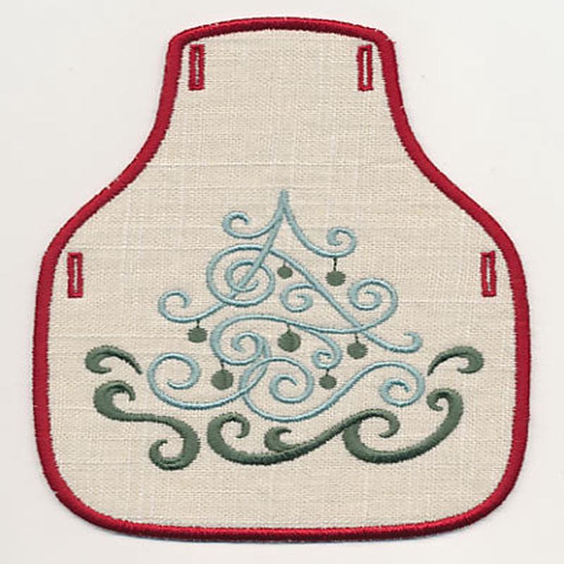 Fa La La Filigree Christmas Tree 3 Bottle Apron (In-the-Hoop)