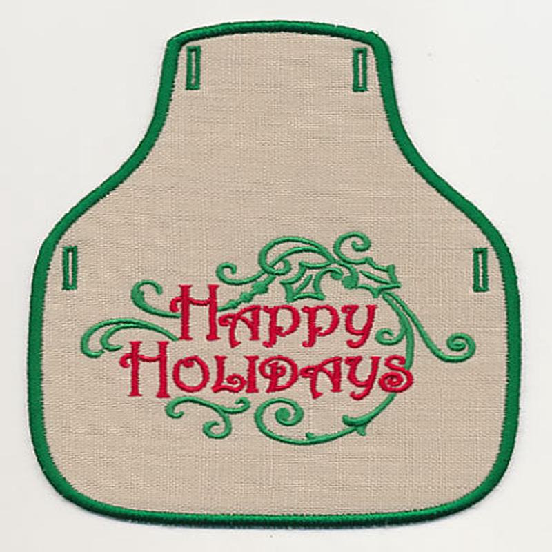 Fa La La Filigree Happy Holidays Bottle Apron (In-the-Hoop)
