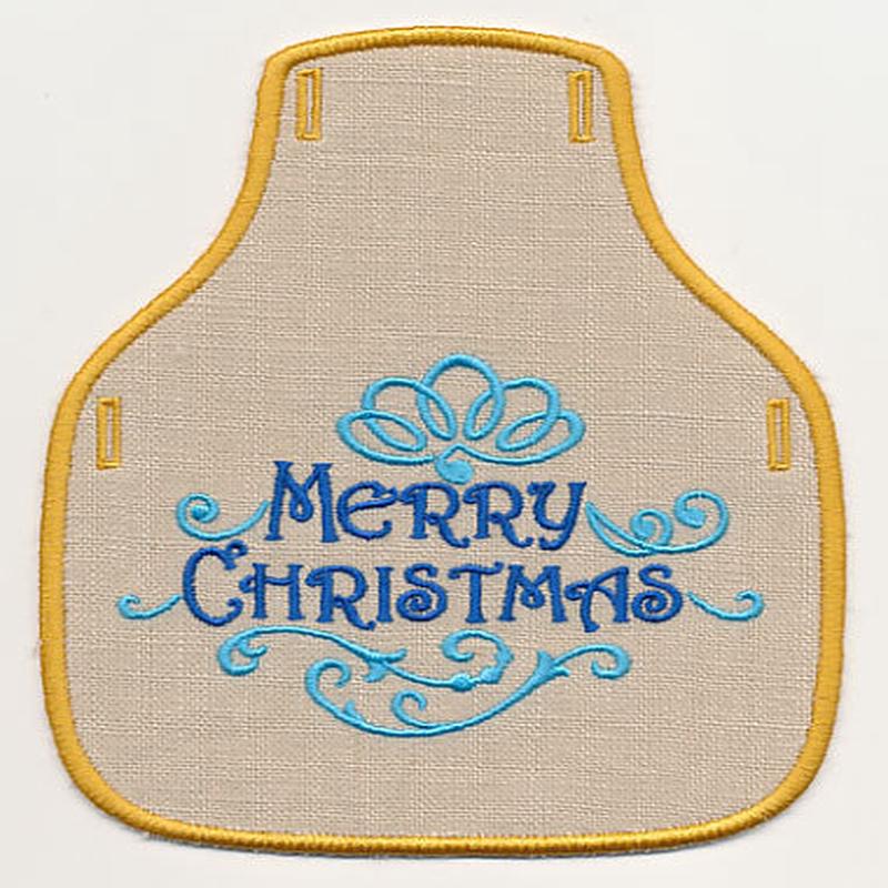 Fa La La Filigree Merry Christmas Bottle Apron (In-the-Hoop)
