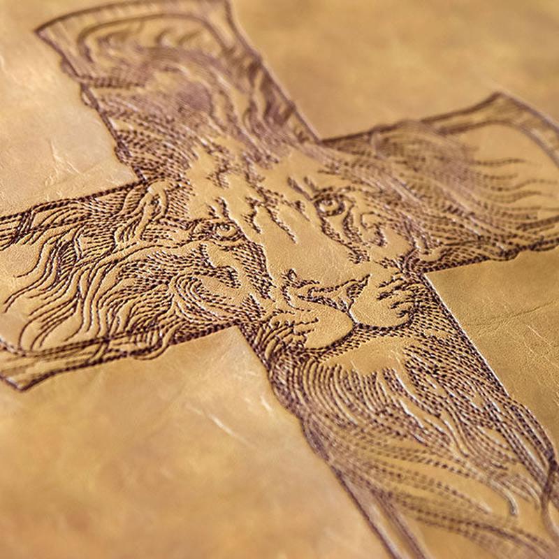 Etched Lion Cross