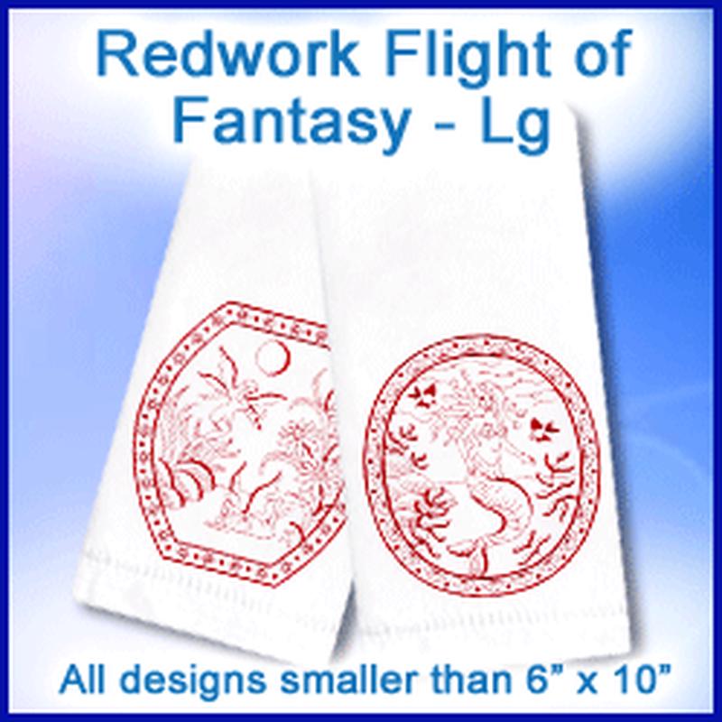 A Redwork Flight of Fantasy Design Pack