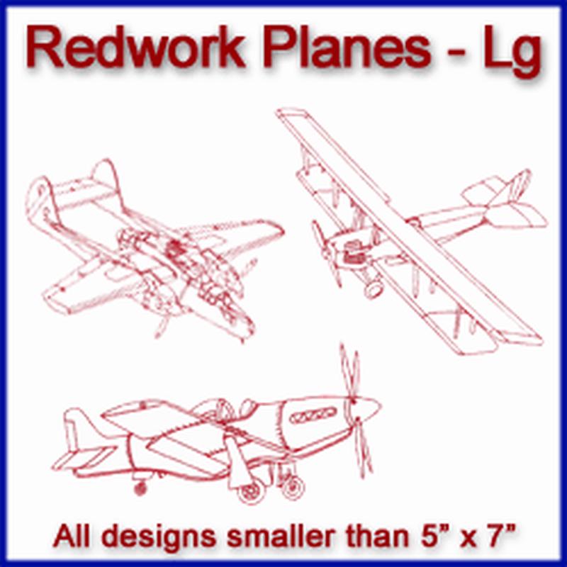 A Redwork Planes Design Pack