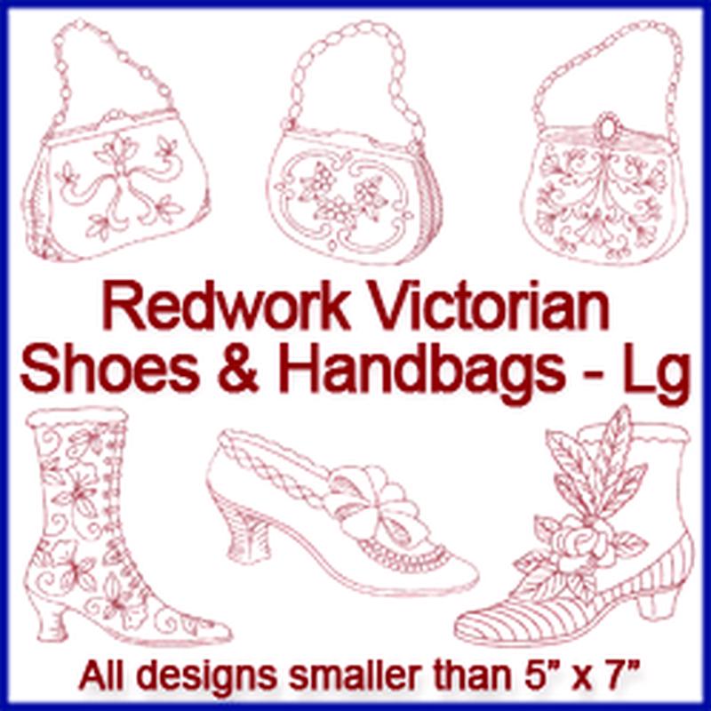 A Redwork Victorian Shoes and Handbags Design Pack