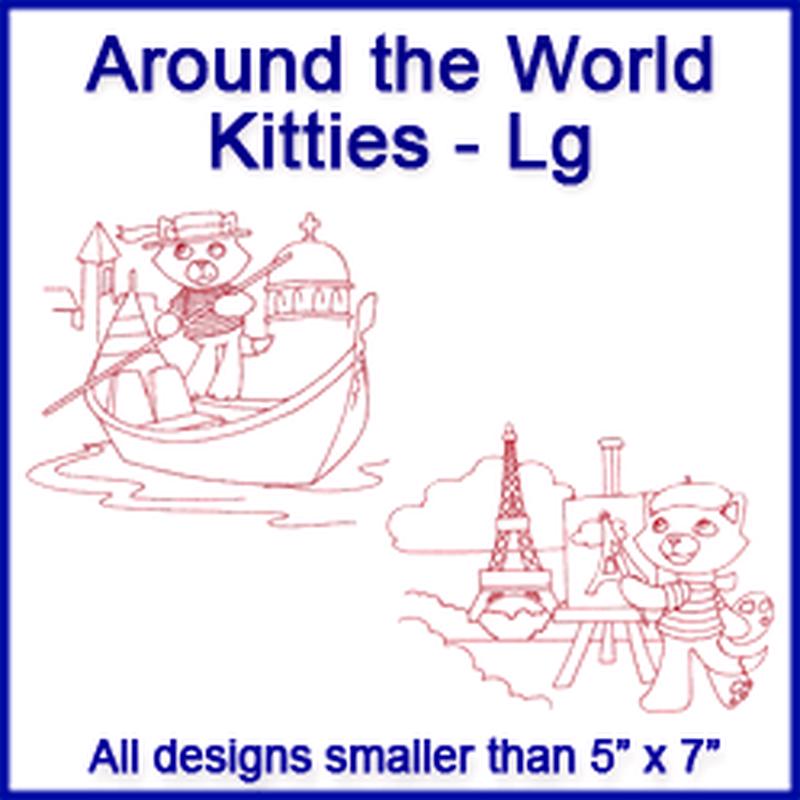A Around the World Redwork Kitties Design Pack