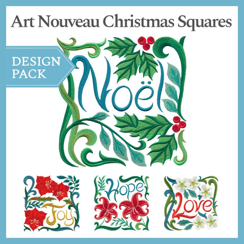 A Art Nouveau Christmas Squares Design Pack