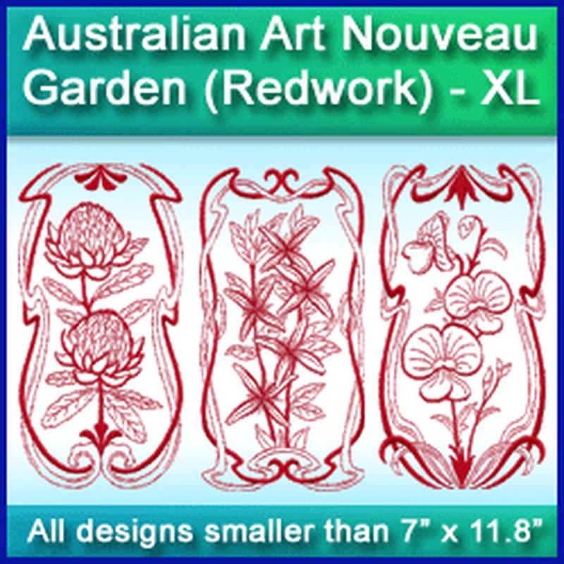 A Australian Art Nouveau Garden (Redwork) Design Pack