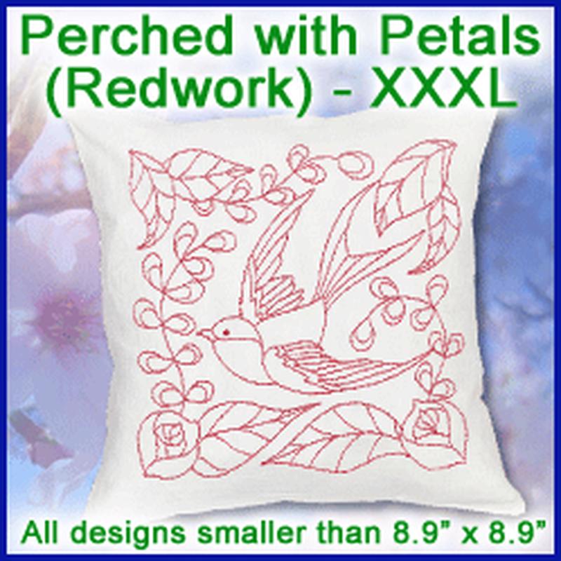 A Perched with Petals (Redwork) Design Pack