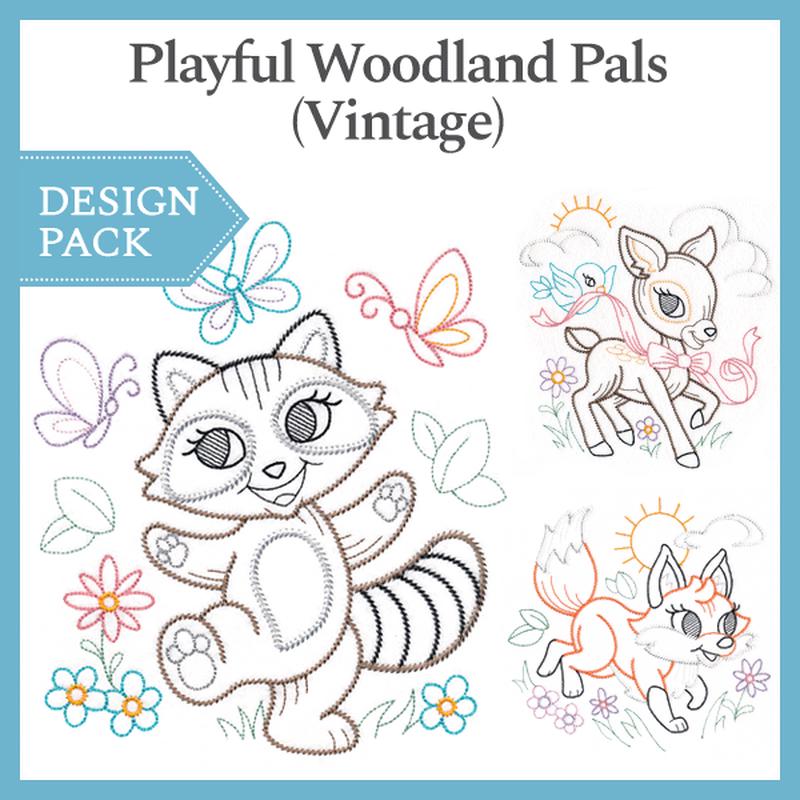 A Playful Woodland Pals (Vintage) Design Pack