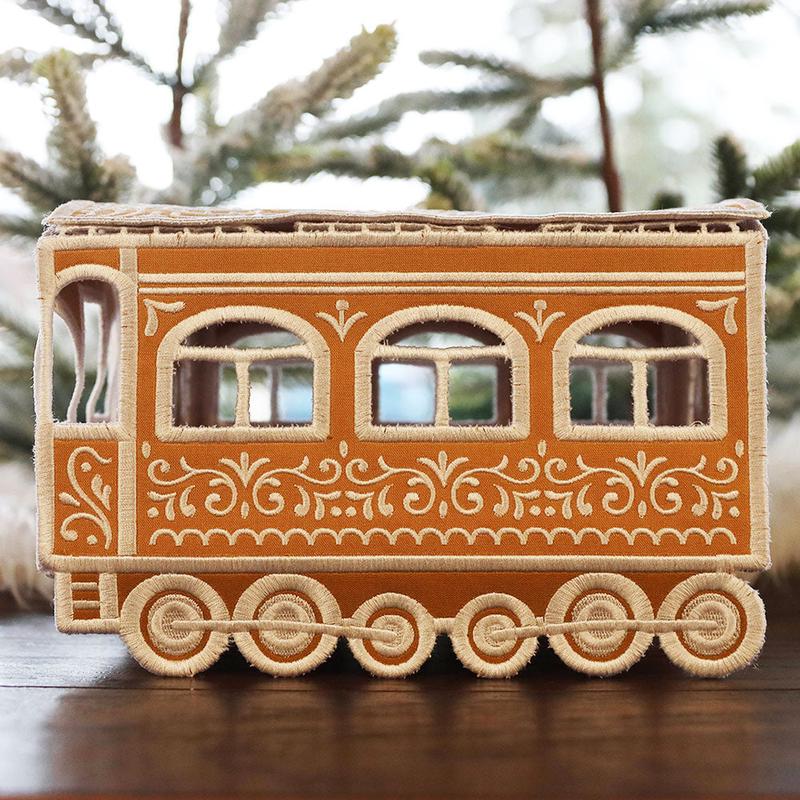 3D Christmas Gingerbread Train Car (In-the-Hoop)