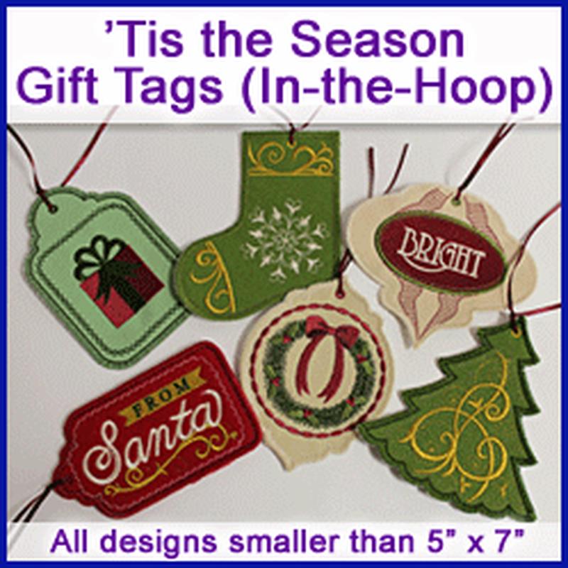 A 'Tis the Season Gift Tags (In-the-Hoop) Design Pack