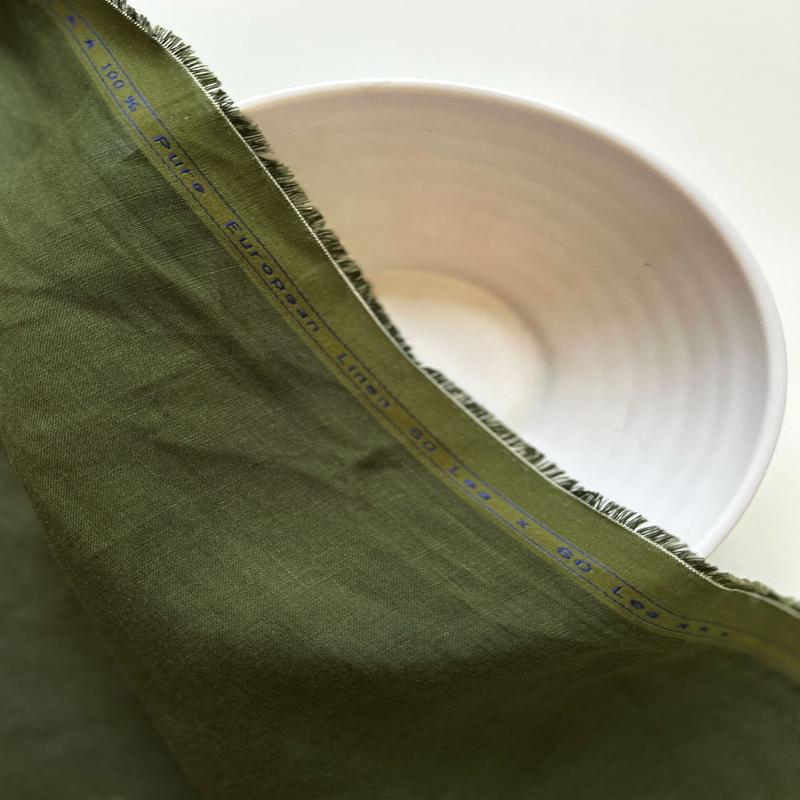 Dark Green Dyed 60 Lea Pure Linen Mill Dyed Fabric 58"