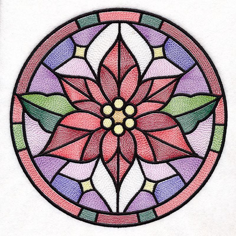 'Tis the Season Stained Glass Circle - Poinsettia
