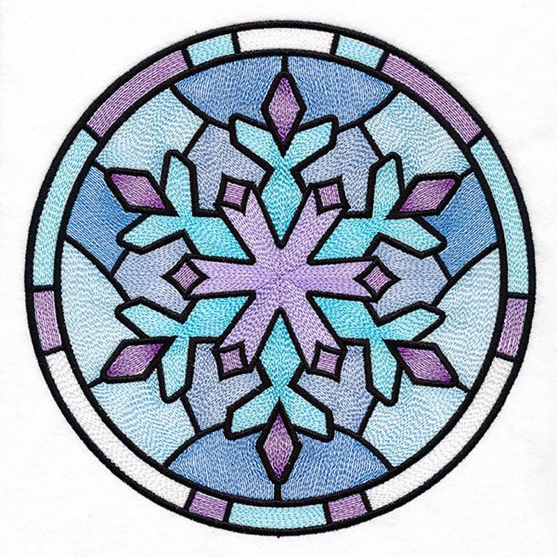 'Tis the Season Stained Glass Circle - Snowflake