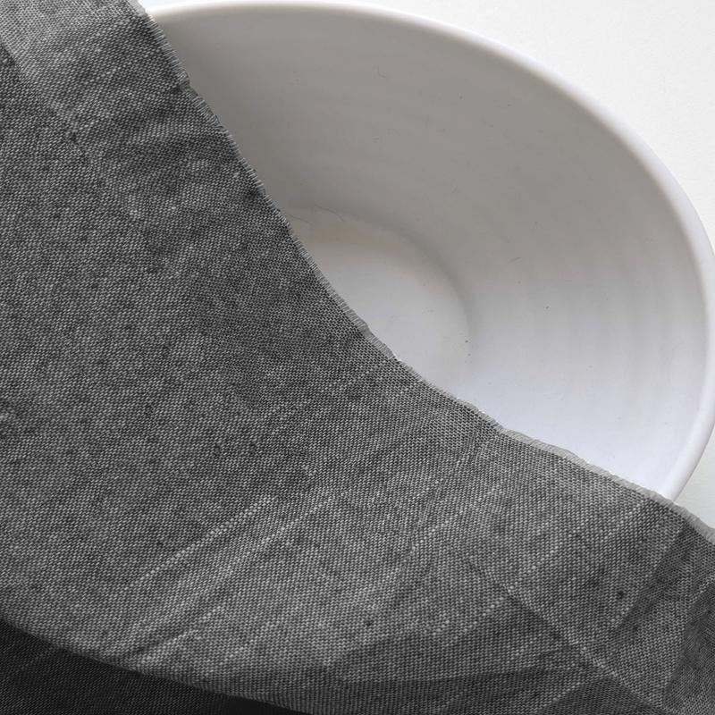 Black Chambray Slub Blended Cotton Yarn Dyed Fabric 60"