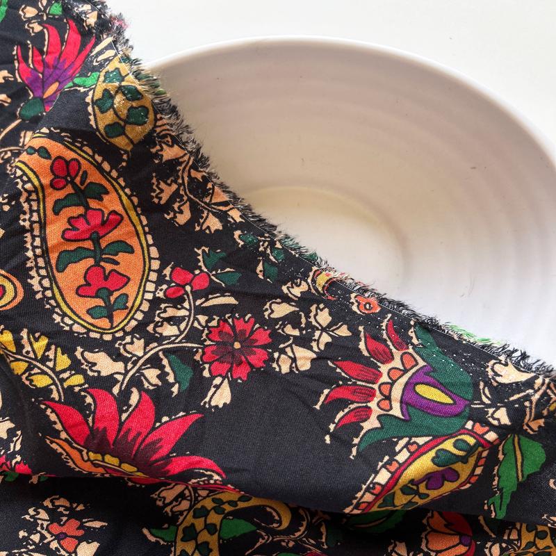 Black Floral Digital Print 30s (68 x 60) Birla Viscose Fabric 42"